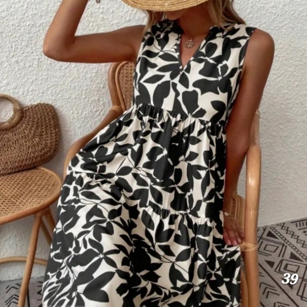 🆕️   Womens Floral V-Neck Sleeveless Mini Dress